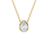 Bezel Set Lab Grown Pear Diamond Solitaire Pendant