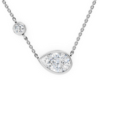 Bezel Set East-West Lab Grown Pear Diamond Necklace