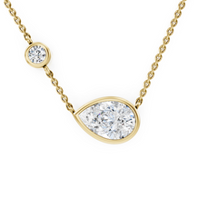 Bezel Set East-West Lab Grown Pear Diamond Necklace