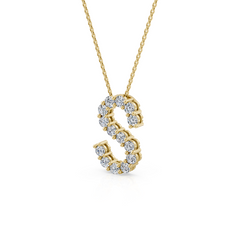 Lab Grown Diamond Initial Pendant With Chain