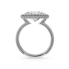 East West Oval Pave Diamond Halo Engagement Ring