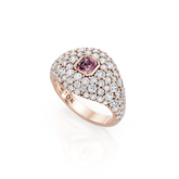 Rose Gold Pink Sapphire and Natural Diamond Pinky Ring