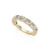 Emerald Cut Lab Grown Diamond Bezel Set Wedding Band