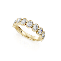 Oval Natural Diamond Bezel Set Wedding Band
