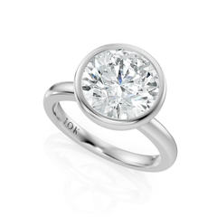 Round Bezel Set Diamond Solitaire Engagement Ring