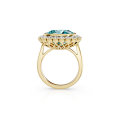 Cushion Cut Topaz and Natural Diamond Halo Cocktail Ring