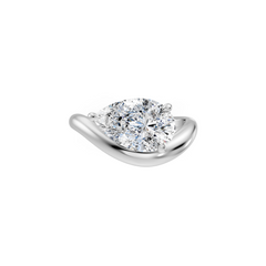 East West Pear Natural Diamond Curved Engagement Ring