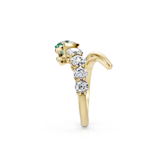 Yellow Gold Lab Grown Emerald and Diamond Snake Ring