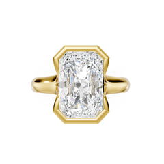 Semi Bezel Radiant Cut Diamond Solitaire Engagement Ring
