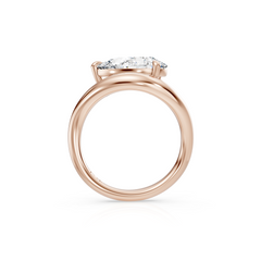 East West Pear Natural Diamond Curved Engagement Ring