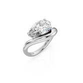 East West Pear Natural Diamond Curved Engagement Ring
