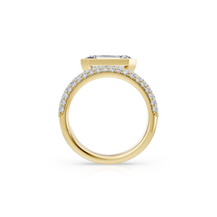 East West Emerald Cut Natural Diamond Engagement Ring