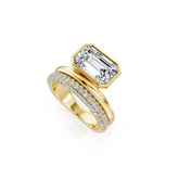 East West Emerald Cut Natural Diamond Engagement Ring
