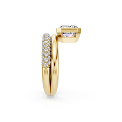 East West Emerald Cut Natural Diamond Engagement Ring