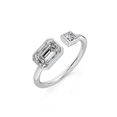 Emerald Cut Diamond Open Stackable Band