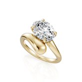 East-West Oval Natural Diamond Wrap Engagement Ring