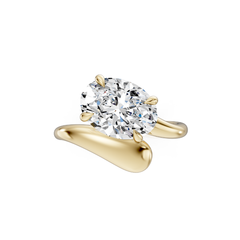 East-West Oval Natural Diamond Wrap Engagement Ring