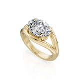 East-West Oval Natural Diamond Split Band Engagement Ring