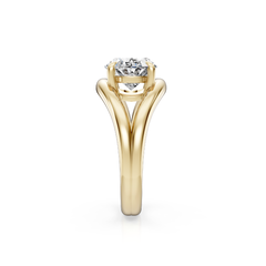 East-West Oval Natural Diamond Split Band Engagement Ring