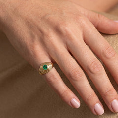 Emerald Domed Pinky Ring