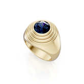 Blue Sapphire Domed Pinky Ring