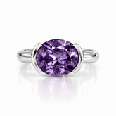 East West Oval Cut Amethyst Pinky Ring