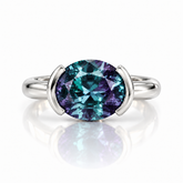 East West Oval Cut Alexandrite Pinky Ring