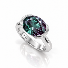 East West Oval Cut Alexandrite Pinky Ring
