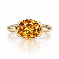East West Oval Cut Citrine Pinky Ring