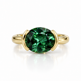 East West Oval Cut Emerald Pinky Ring