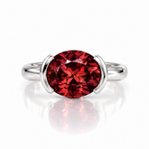 East West Oval Cut Garnet Pinky Ring