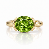 East West Oval Cut Peridot Pinky Ring