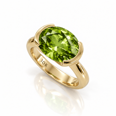 East West Oval Cut Peridot Pinky Ring