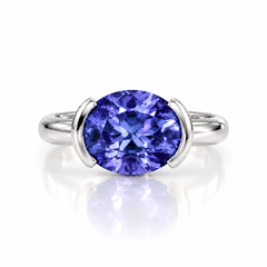 East West Oval Cut Tanzanite Pinky Ring