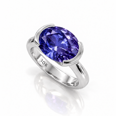 East West Oval Cut Tanzanite Pinky Ring