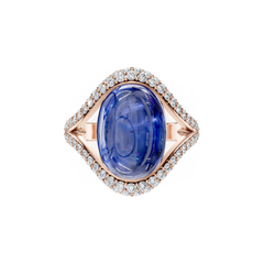 Oval Cabochon Tanzanite and Diamond Cocktail Ring