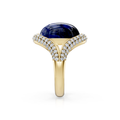 Oval Cabochon Tanzanite and Diamond Cocktail Ring