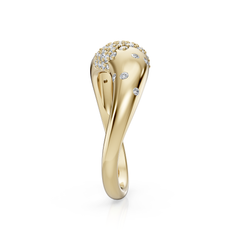 Abstract Gold and Diamond Dome Ring