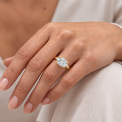East West Oval Diamond Four Claw Solitaire Engagement Ring