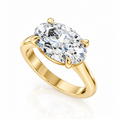 East West Oval Diamond Four Claw Solitaire Engagement Ring