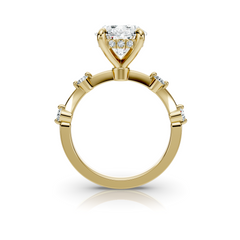 Oval Cut Four Claw Natural Diamond Solitaire With Spaced Diamond Band