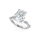 Oval Cut Four Claw Lab Grown Diamond Solitaire With Spaced Diamond Band