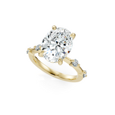 Oval Cut Four Claw Natural Diamond Solitaire With Spaced Diamond Band