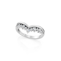 Lab Grown Diamond Chevron & Crown Wedding Band