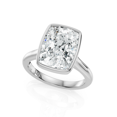 Elongated Cushion Cut Diamond Solitaire Engagement Ring
