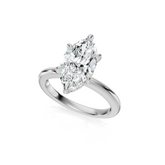 Marquise Cut Natural Diamond Solitaire Engagement Ring With Hidden Halo