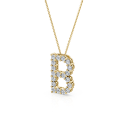 Lab Grown Diamond Initial ‘B’ Pendant With Chain
