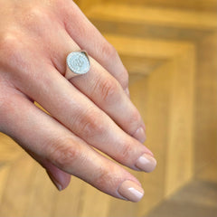 Solid 9k White Gold Initial 'H' Signet Ring
