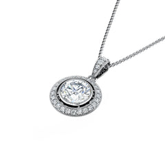 Diamond Milgrain Halo Pendant