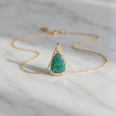 18k Yellow Gold Solid Opal & Diamond Pendant